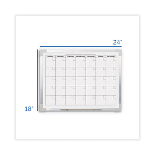 Flipside Framed Calendar Dry Erase Board, 24 x 18, White, Silver Aluminum Frame (FLP17302)