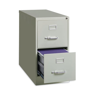 Alera® Two-Drawer Economy Vertical File, Letter-Size File Drawers, 15" x 26.5" x 28.37", Light Gray (ALEHVF152629LG)
