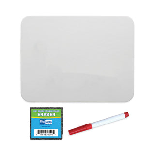 Flipside Dry Erase Board Set, 12 x 9, White, Assorted Color Markers, 12/Pack (FLP31003)