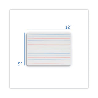 Flipside Two-Sided Red and Blue Ruled Dry Erase Board, 12 x 9, Ruled White Front, Unruled White Back, 12/Pack (FLP10134)