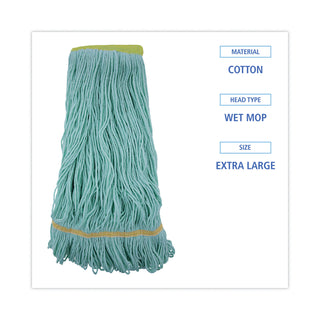 Boardwalk® EcoMop Looped-End Mop Head, Recycled Fibers, Extra Large Size, Green (BWK1200XL)