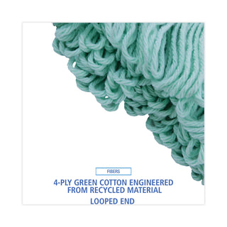 Boardwalk® EcoMop Looped-End Mop Head, Recycled Fibers, Extra Large Size, Green, 12/CT (UNS1200XL-CS)