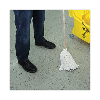 Boardwalk® Handle/Deck Mops, #12 White Rayon Head, 48" Natural Wood Handle, 6/Pack (BWK112R)