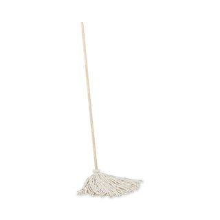 Boardwalk® Handle/Deck Mops, #16 White Cotton Head, 48" Natural Wood Handle (BWK116C)