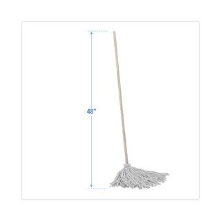 Boardwalk® Handle/Deck Mops, #16 White Cotton Head, 48" Natural Wood Handle (BWK116C)