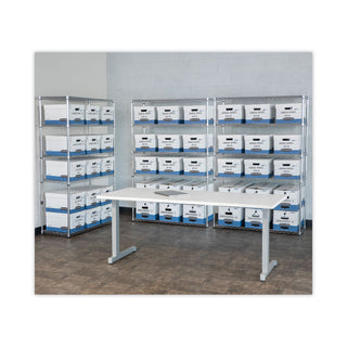 Bankers Box® HANG'N'STOR Medium-Duty Storage Boxes, Letter Files, 12.63" x 15.63" x 10", White/Blue, 4/Carton (FEL00784)