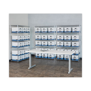 Bankers Box® HANG'N'STOR Medium-Duty Storage Boxes, Letter/Legal Files, 13" x 16" x 10.5", White/Blue, 4/Carton (FEL00785)