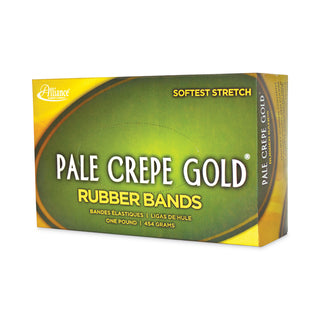 Alliance Rubber Pale Crepe Gold Rubber Bands, Size 117B, 0.06" Gauge, Crepe, 1 lb Box, 300/Box (ALL21405)