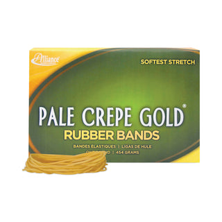 Alliance Rubber Pale Crepe Gold Rubber Bands, Size 19, 0.04" Gauge, Crepe, 1 lb Box, 1,890/Box (ALL20195)