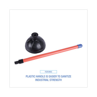 Boardwalk® Toilet Plunger, 18" Plastic Handle, 5.63" dia, Red/Black (BWK09201EA)