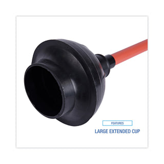 Boardwalk® Toilet Plunger, 18" Plastic Handle, 5.63" dia, Red/Black (BWK09201EA)