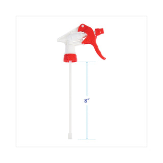 Boardwalk® Trigger Sprayer 250, 8" Tube, Fits 16-24 oz Bottles, Red/White, 24/Carton (BWK09227)