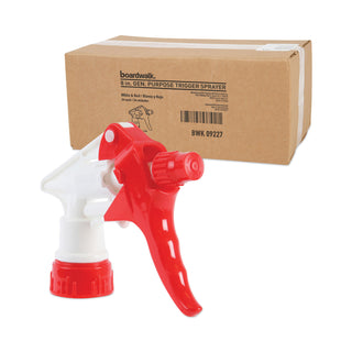 Boardwalk® Trigger Sprayer 250, 8" Tube, Fits 16-24 oz Bottles, Red/White, 24/Carton (BWK09227)