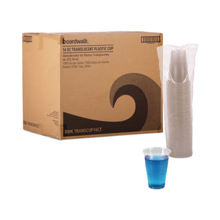 Boardwalk® Translucent Plastic Cold Cups, 16 oz, Polypropylene, 50 Cups/Sleeve, 20 Sleeves/Carton (BWKTRANSCUP16)