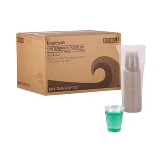 Boardwalk® Translucent Plastic Cold Cups, 12 oz, Polypropylene, 50 Cups/Sleeve, 20 Sleeves/Carton (BWKTRANSCUP12)