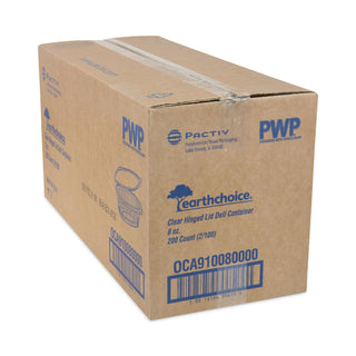 Pactiv Evergreen EarthChoice PET Hinged Lid Deli Container, 4.92 x 5.87 x 1.32, 8 oz, 1-Compartment, Clear, 200/Carton (PCT0CA910080000)