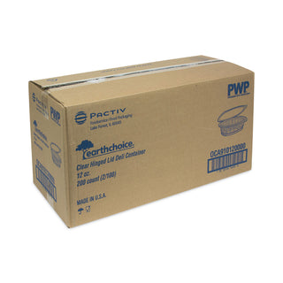 Pactiv Evergreen EarthChoice PET Hinged Lid Deli Container, 4.92 x 5.87 x 1.89, 12 oz, 1-Compartment, Clear, 200/Carton (PCT0CA910120000)