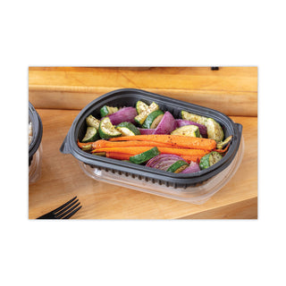 Pactiv Evergreen EarthChoice ClearView MealMaster Container, 16 oz, 8.13 x 6.5 x 1, 1-Compartment, Black, 252/Carton (PCT0CN846160000)