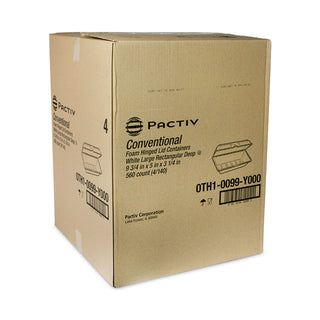 Pactiv Evergreen Foam Hinged Lid Containers, Single Tab Lock Hoagie, 9.75 x 5 x 3.25, 1-Compartment, White, 560/Carton (PCT0TH10099Y000)