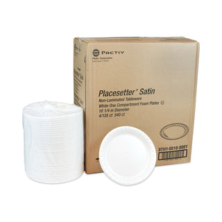 Pactiv Evergreen Unlaminated Foam Dinnerware, Plate, 10.25" Diameter, White, 540/Carton (PCT0TH10010000Y)