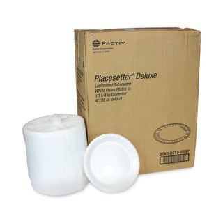 Pactiv Evergreen Laminated Foam Dinnerware, Plate, 10.25" Diameter, White, 540/Carton (PCT0TK10010000Y)