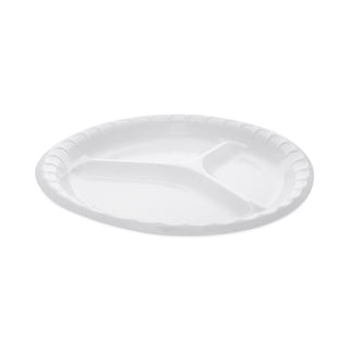 Pactiv Evergreen Laminated Foam Dinnerware, 3-Compartment Plate, 10.25" Diameter, White, 540/Carton (PCT0TK10044000Y)