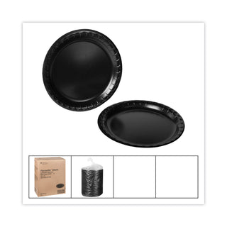 Pactiv Evergreen Laminated Foam Dinnerware, Plate, 10.25" Diameter, Black, 540/Carton (PCT0TKB0010000Y)