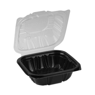 Pactiv Evergreen EarthChoice Dual Color Hinged-Lid Takeout Container, 1-Compartment, 16 oz, 6 x 6 x 3, Black/Clear, 321/Carton (PCTDC6610B000)
