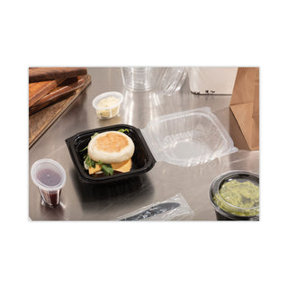 Pactiv Evergreen EarthChoice Dual Color Hinged-Lid Takeout Container, 1-Compartment, 16 oz, 6 x 6 x 3, Black/Clear, 321/Carton (PCTDC6610B000)