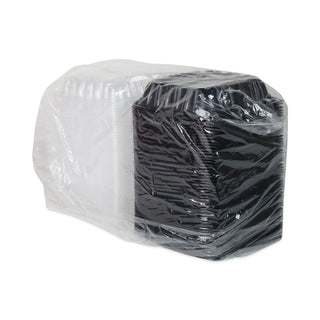 Pactiv Evergreen EarthChoice Dual Color Hinged-Lid Takeout Container, 1-Compartment, 38 oz, 8.5 x 8.5 x 3, Black/Clear, 150/Carton (PCTDC858100B000)