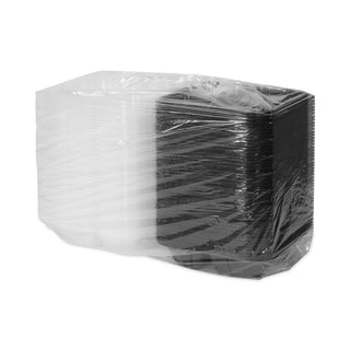 Pactiv Evergreen EarthChoice Dual Color Hinged-Lid Takeout Container, 33 oz, 8.5 x 8.5 x 3, 3-Compartment, Black/Clear, 150/Carton (PCTDC858330B000)