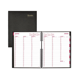 Brownline® CoilPro Weekly Appointment Book in Columnar Format, 11 x 8.5, Black Lizard-Look Cover, 12-Month (Jan to Dec): 2026 (REDCB950CBLK)