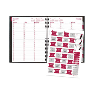 Brownline® CoilPro Weekly Appointment Book in Columnar Format, 11 x 8.5, Black Lizard-Look Cover, 12-Month (Jan to Dec): 2026 (REDCB950CBLK)