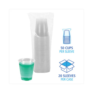 Boardwalk® Translucent Plastic Cold Cups, 12 oz, Polypropylene, 50 Cups/Sleeve, 20 Sleeves/Carton (BWKTRANSCUP12)