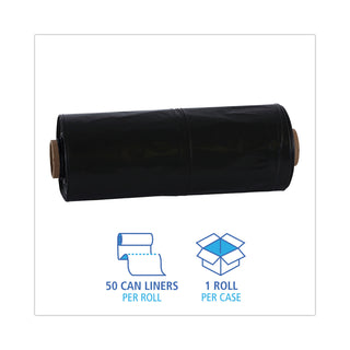 Boardwalk® Industrial Drum Liners Rolls, 60 gal, 2.7 mil, 38 x 63, Black, 1 Roll of 50 Bags (BWKD38634BN)
