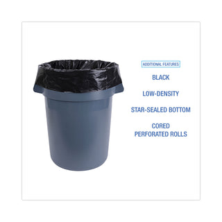 Boardwalk® Industrial Drum Liners Rolls, 60 gal, 2.7 mil, 38 x 63, Black, 1 Roll of 50 Bags (BWKD38634BN)