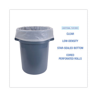 Boardwalk® Industrial Drum Liners Rolls, 60 gal, 2.7 mil, 38 x 63, Clear, 1 Roll of 50 Bags (BWKD38634CL)