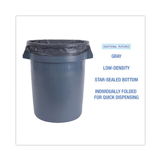 Boardwalk® Linear Low Density Industrial Can Liners, 33 gal, 1.3 mil, 33 x 39, Gray, 100/Carton (BWKG3339G)