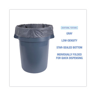 Boardwalk® Linear Low Density Industrial Can Liners, 60 gal, 1.3 mil, 38 x 58, Gray, 100/Carton (BWKG3858G)