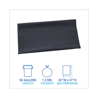 Boardwalk® Linear Low Density Industrial Can Liners, 56 gal, 1.3 mil, 43 x 47, Gray, 100/Carton (BWKG4347G)