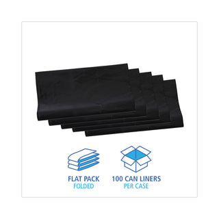 Boardwalk® Linear Low Density Industrial Can Liners, 56 gal, 1.7 mil, 43 x 47, Black, 100/Carton (BWKG4347HBL)
