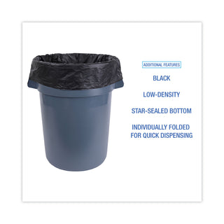 Boardwalk® Linear Low Density Industrial Can Liners, 30 gal, 0.65 mil, 30 x 36, Black, 200/Carton (BWKL3036H)