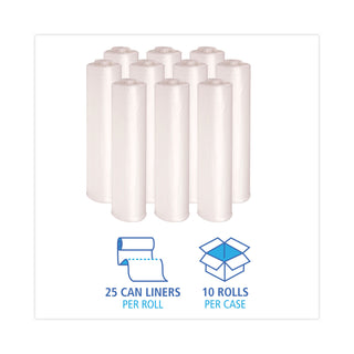 Boardwalk® High Density Industrial Can Liners Coreless Rolls, 33 gal, 16 mic, 33 x 40, Natural, 25 Bags/Roll, 10 Rolls/Carton (BWKRH3340S)