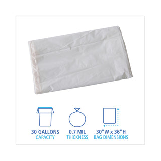 Boardwalk® Linear Low Density Industrial Can Liners, 30 gal, 0.7 mil, 30 x 36, White, 200/Carton (BWKVW3036X)