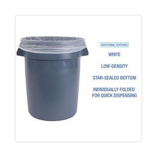 Boardwalk® Linear Low Density Industrial Can Liners, 30 gal, 0.7 mil, 30 x 36, White, 200/Carton (BWKVW3036X)