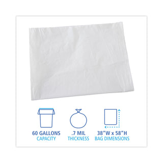 Boardwalk® Linear Low Density Industrial Can Liners, 60 gal, 0.7 mil, 38 x 58, White, 100/Carton (BWKVW3858X)