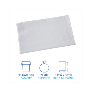 Boardwalk® Linear Low Density Industrial Can Liners, 33 gal, 0.9 mil, 33 x 39, White, 100/Carton (BWKW3339X)