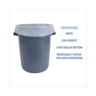 Boardwalk® Linear Low Density Industrial Can Liners, 33 gal, 0.9 mil, 33 x 39, White, 100/Carton (BWKW3339X)