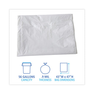 Boardwalk® Linear Low Density Industrial Can Liners, 56 gal, 0.9 mil, 43 x 47, White, 100/Carton (BWKW4347X)