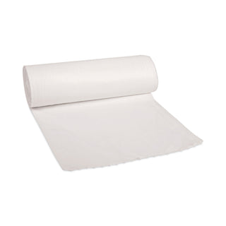 Boardwalk® Linear Low Density Can Liners, 55 gal, 0.5 mil, 38" x 58", White, 10 Bags/Roll, 10 Rolls/Carton (BWK515)